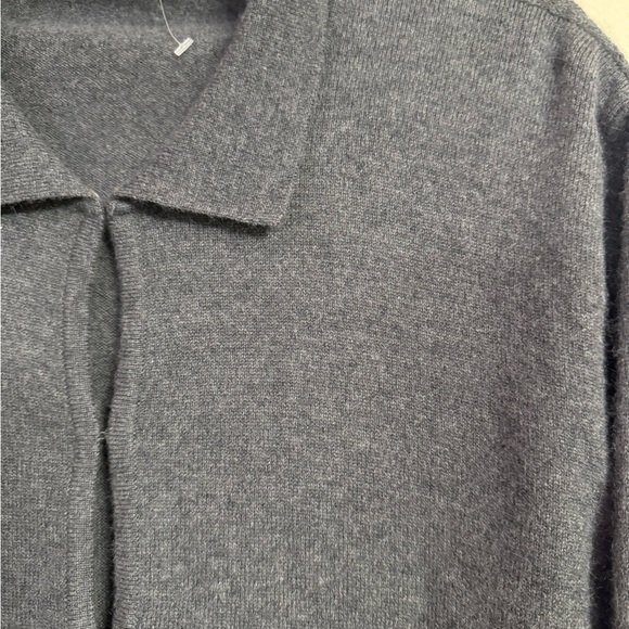 Max Mara Cardigan Hook Eye Front Heather Gray Wool Cashmere Long Sleeve L XL - Picture 2 of 4